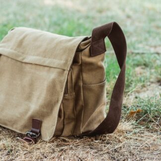 beige sling bag